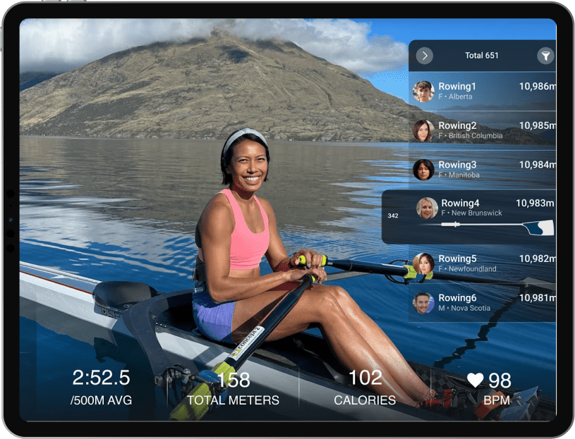 Hydrow companion app — iPad workout dashboard
