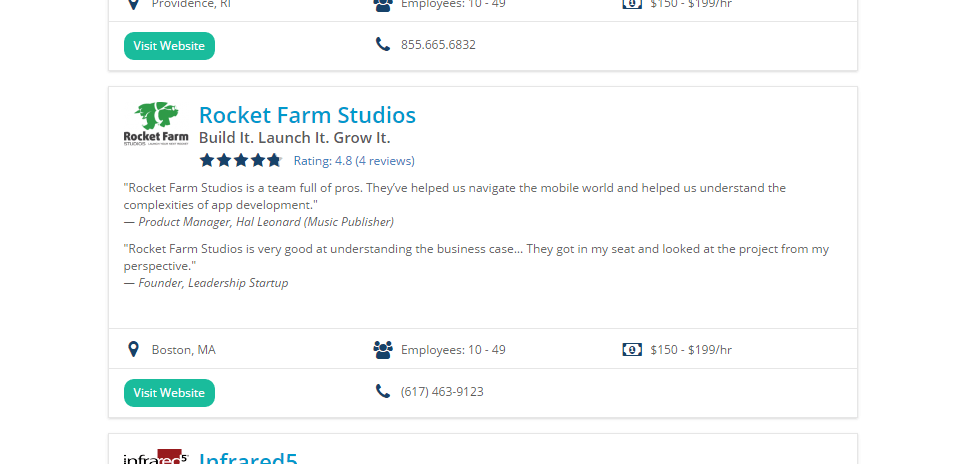 Featured image for “Rocket Farm Studios Named Top App Developers in Boston”